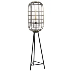 Straluma Metalen kooi vloerlamp oud-brons L&L> Kooilampen|Light and Living