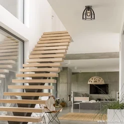 Straluma Metalen plafondlamp antiek zwart><noscript><img width=