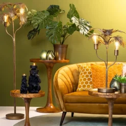 Straluma Metalen tafellamp Palm antiek brons Light and Living><noscript><img width=