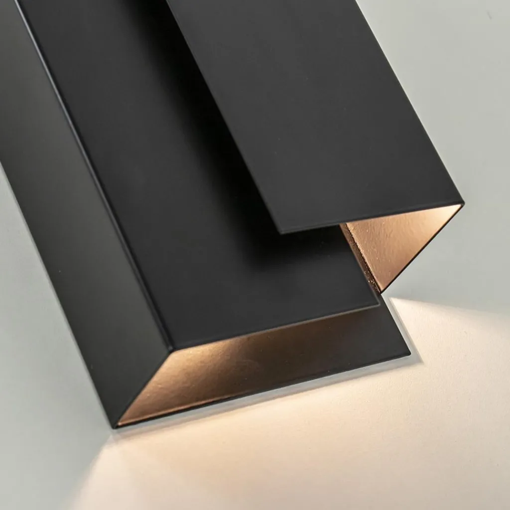 Straluma Metalen wandlamp zwart met overlap> Wandlampen|Design Verlichting