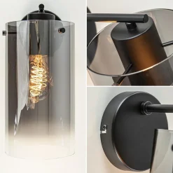 Straluma Modern klassieke wandlamp cilinder met smoke glas><noscript><img width=