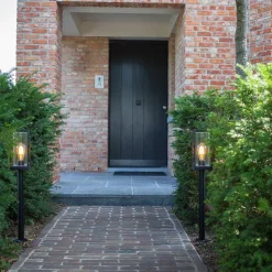 Straluma Moderne buitenlamp lantaarn op paal zwart met helder glas><noscript><img width=