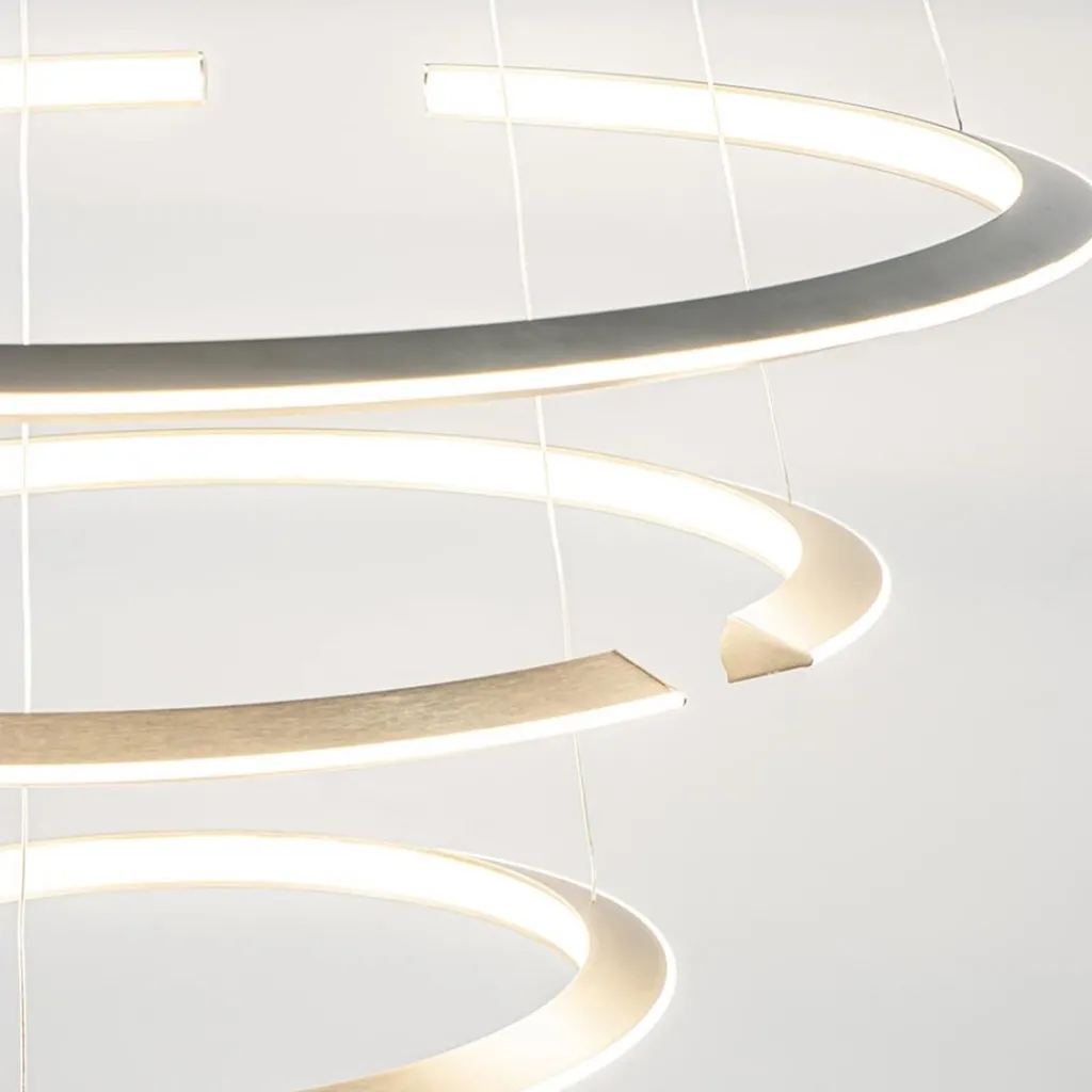 Straluma Moderne hanglamp rond met LED ringen nikkel> Hanglampen|Eettafellampen