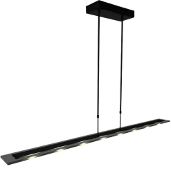 Straluma Moderne LED hanglamp balk mat zwart met smoke glas> Hanglampen|Eettafellampen