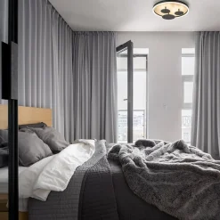 Straluma Moderne LED plafondlamp zwart met houtlook 40 cm dimbaar><noscript><img width=