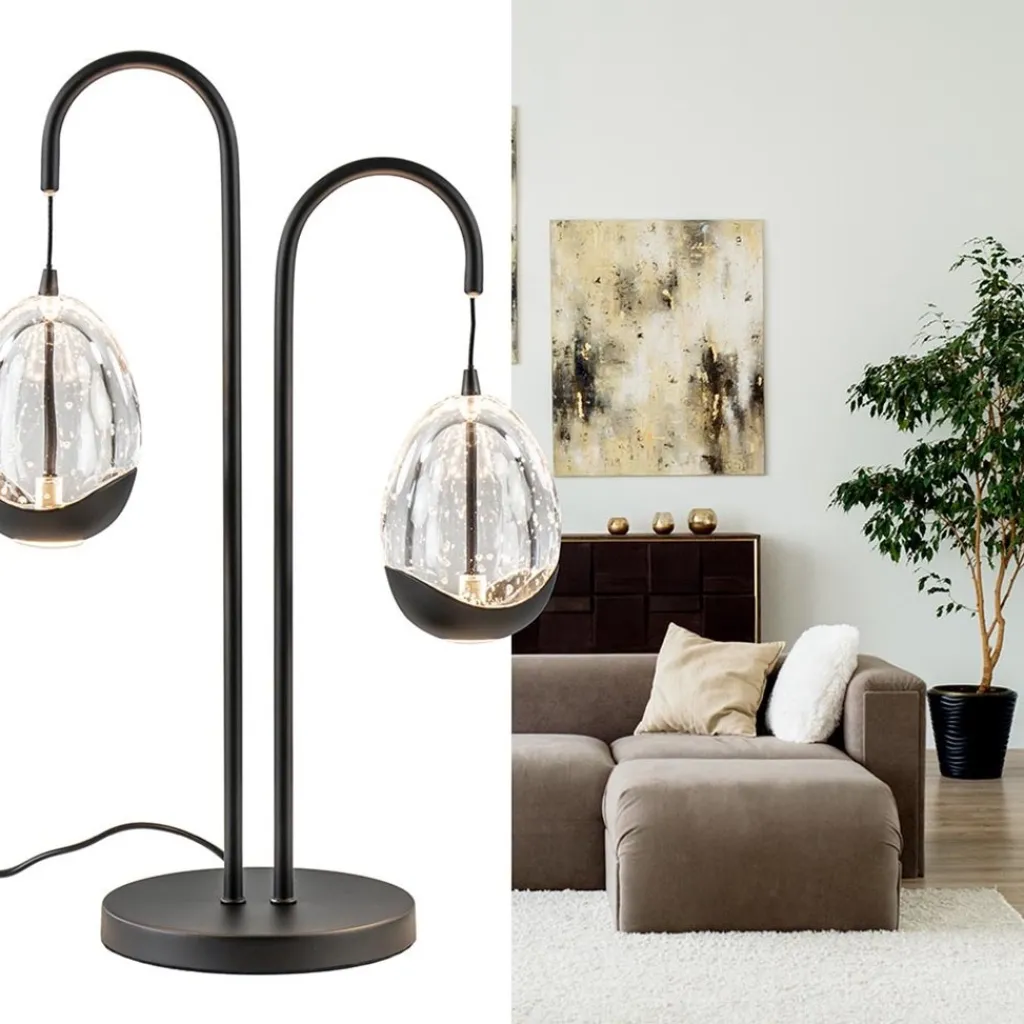 Straluma Moderne LED tafellamp egg glas met zwart> Tafellampen|LED Tafellampen