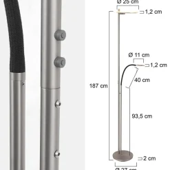 Straluma Moderne LED uplighter staal met helder glas en leesarm><noscript><img width=