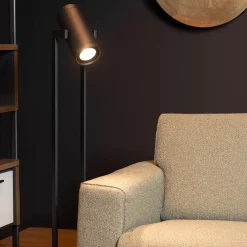 Straluma Moderne LED vloerlamp mat zwart met kantelbare spot><noscript><img width=