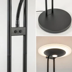 Straluma Moderne LED vloerlamp met uplighter en leeslamp mat zwart><noscript><img width=