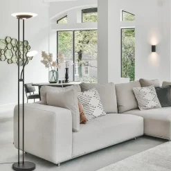 Straluma Moderne LED vloerlamp met uplighter en leeslamp mat zwart><noscript><img width=