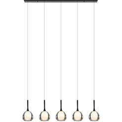 Straluma Moderne 5-lichts eettafelhanglamp zwart met dubbel glas> Eettafellampen|Pendel Lampen