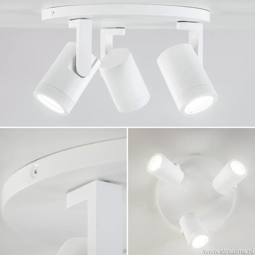 Straluma Moderne 3-lichts plafondspot wit metaal> Opbouwspots|Keukenverlichting
