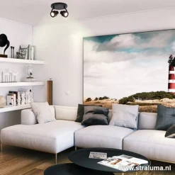 Straluma Moderne plafondspot mat zwart 2-lichts><noscript><img width=