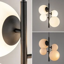Straluma Moderne retro hanglamp zwart met witte bollen><noscript><img width=