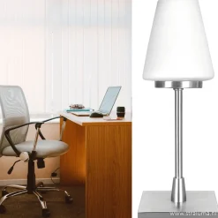 Straluma Moderne tafellamp staal/glas met dimmer><noscript><img width=