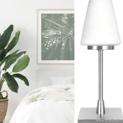 Straluma Moderne tafellamp staal/glas met dimmer><noscript><img width=