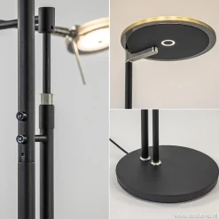 Straluma Moderne uplighter/leeslamp zwart met smoke glas><noscript><img width=