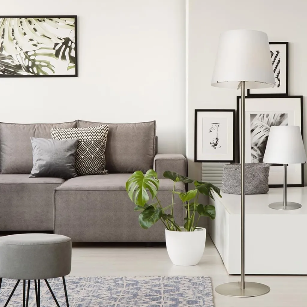 Straluma Moderne vloerlamp Calabro nikkel glas> Woonkamerlampen|Slaapkamerlampen