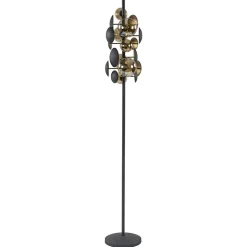 Straluma Moderne vloerlamp grijs/goud met amber glas> Vloerlampen