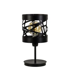 Straluma Moderne zwarte tafellamp rond metaal> Nachtkastlampen|Woonkamerlampen