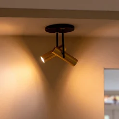 Straluma Opbouwspot 2-lichts rond zwart/brass verstelbaar><noscript><img width=