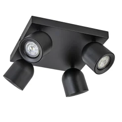 Straluma Opbouwspot 4-lichts vierkant zwart GU10> Plafondlampen|Opbouwspots