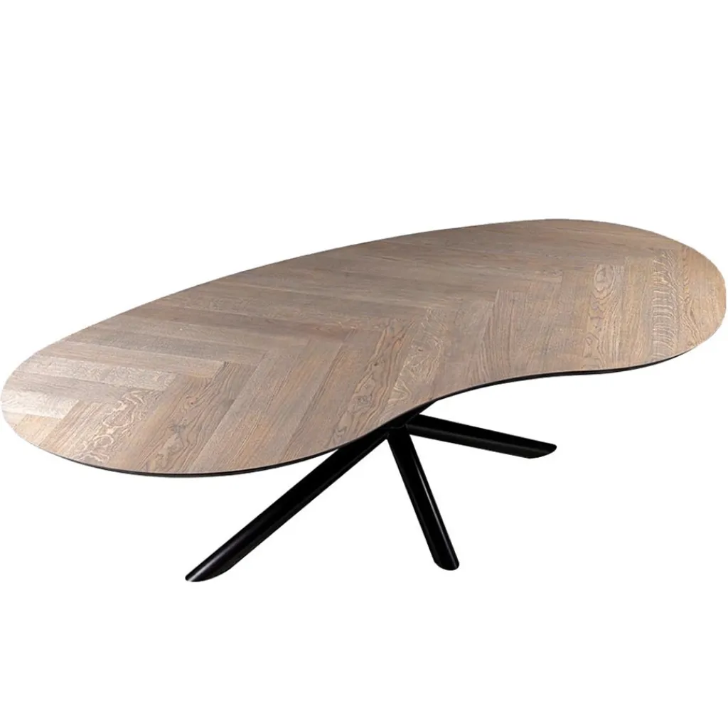 Straluma Organische eettafel eiken met zwarte poot en visgraat> Eettafels