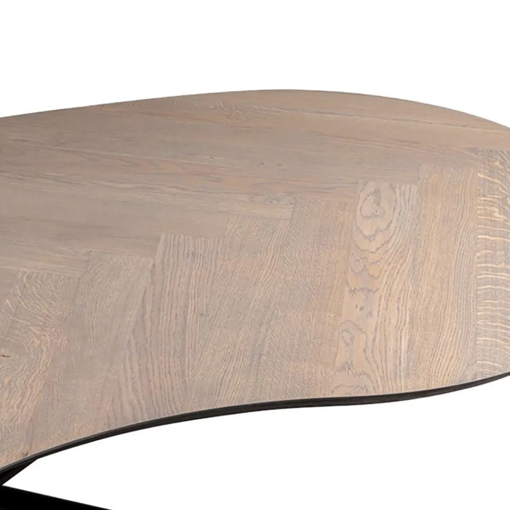 Straluma Organische eettafel eiken met zwarte poot en visgraat> Eettafels