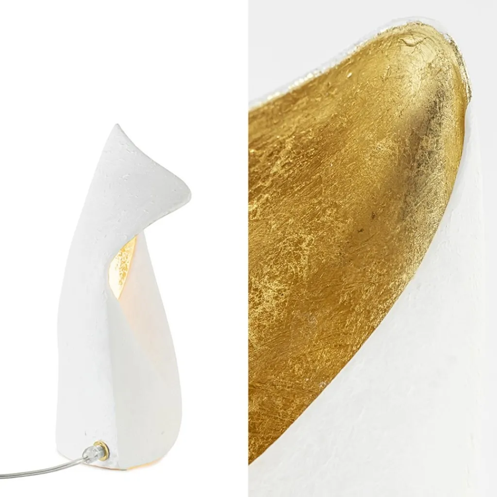 Straluma Organische tafellamp mat wit met goldleaf> Tafellampen|Design Verlichting