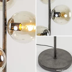 Straluma Oud zilveren vloerlamp met amber glas><noscript><img width=