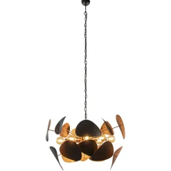 Straluma Ovale videlamp textured black met ambachtelijk brons> Hanglampen|Eettafellampen