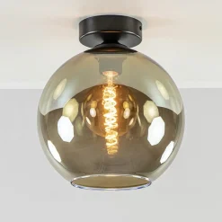 Straluma Plafondlamp Bella zwart+smoke glas 25cm> Keukenverlichting|Plafondlampen