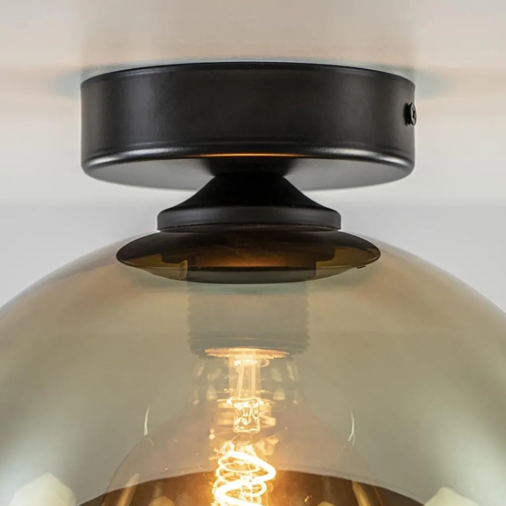 Straluma Plafondlamp Bella zwart+smoke glas 25cm> Keukenverlichting|Plafondlampen