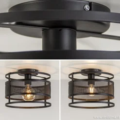 Straluma Plafondlamp cilinder gaas zwart><noscript><img width=