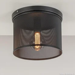 Straluma Plafondlamp cilinder gaas zwart 30cm> Slaapkamerlampen|Keukenverlichting
