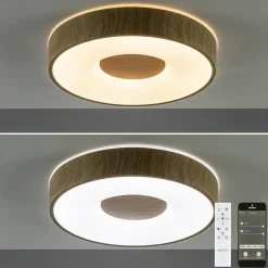 Straluma Plafondlamp Coin 38 hout + remote CCT><noscript><img width=