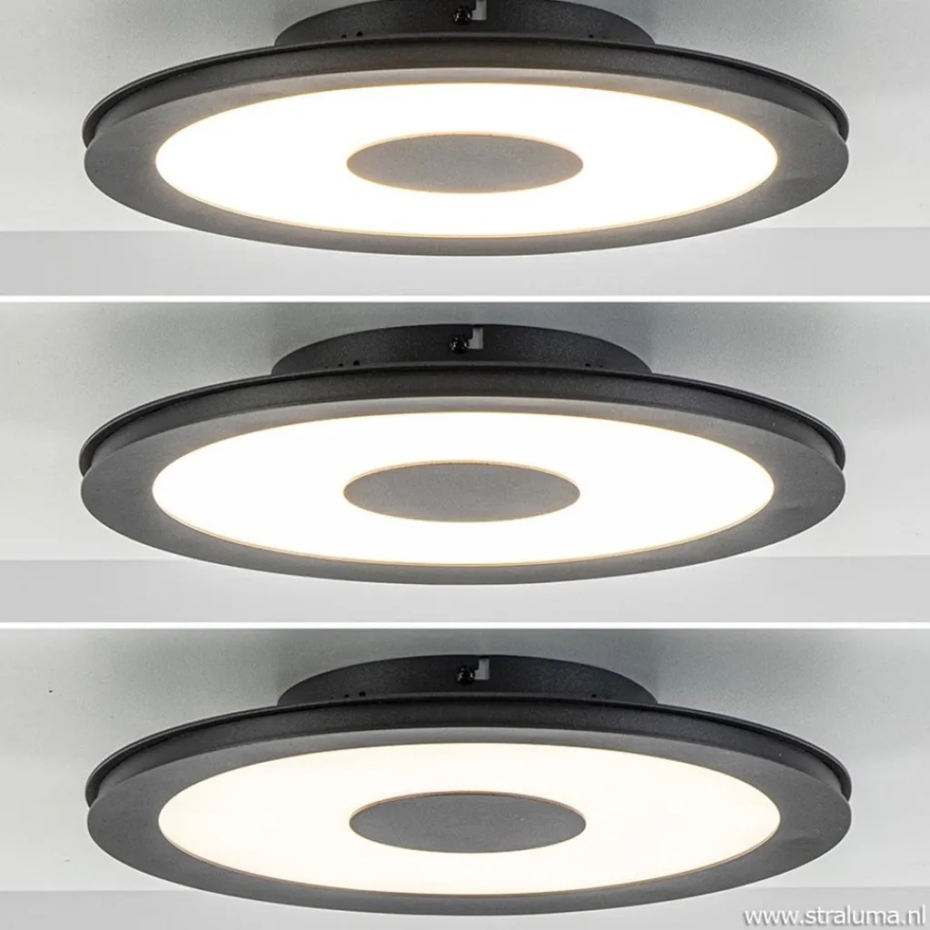Straluma **Plafondlamp disc 32cm zwart 3-step dim> Plafondlampen|Plafonnières