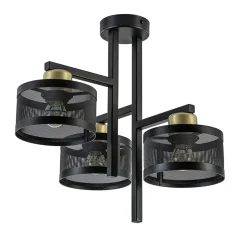 Straluma Plafondlamp 3L zwart/goud cilinder geperforeerd> Halverlichting|Plafondlampen