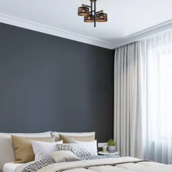 Straluma Plafondlamp 3L zwart/goud cilinder geperforeerd><noscript><img width=