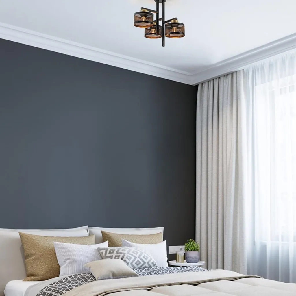 Straluma Plafondlamp 3L zwart/goud cilinder geperforeerd> Halverlichting|Plafondlampen