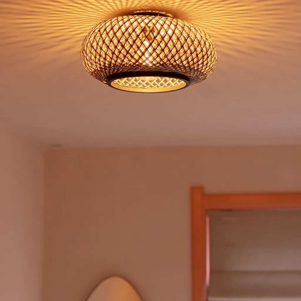 Straluma Plafondlamp Maze bamboe/zwart 40cm> Woonkamerlampen|Slaapkamerlampen