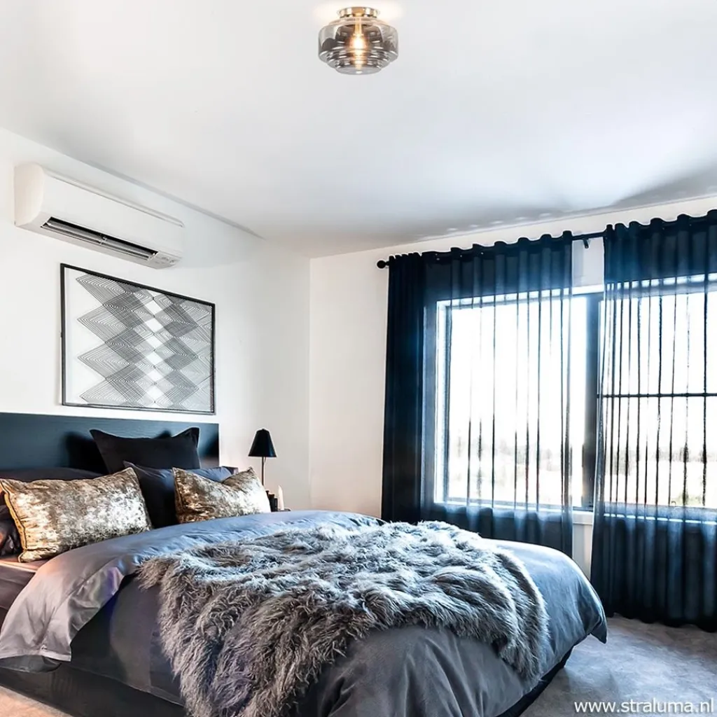 Straluma Plafondlamp nikkel + smoke glas> Keukenverlichting|Halverlichting