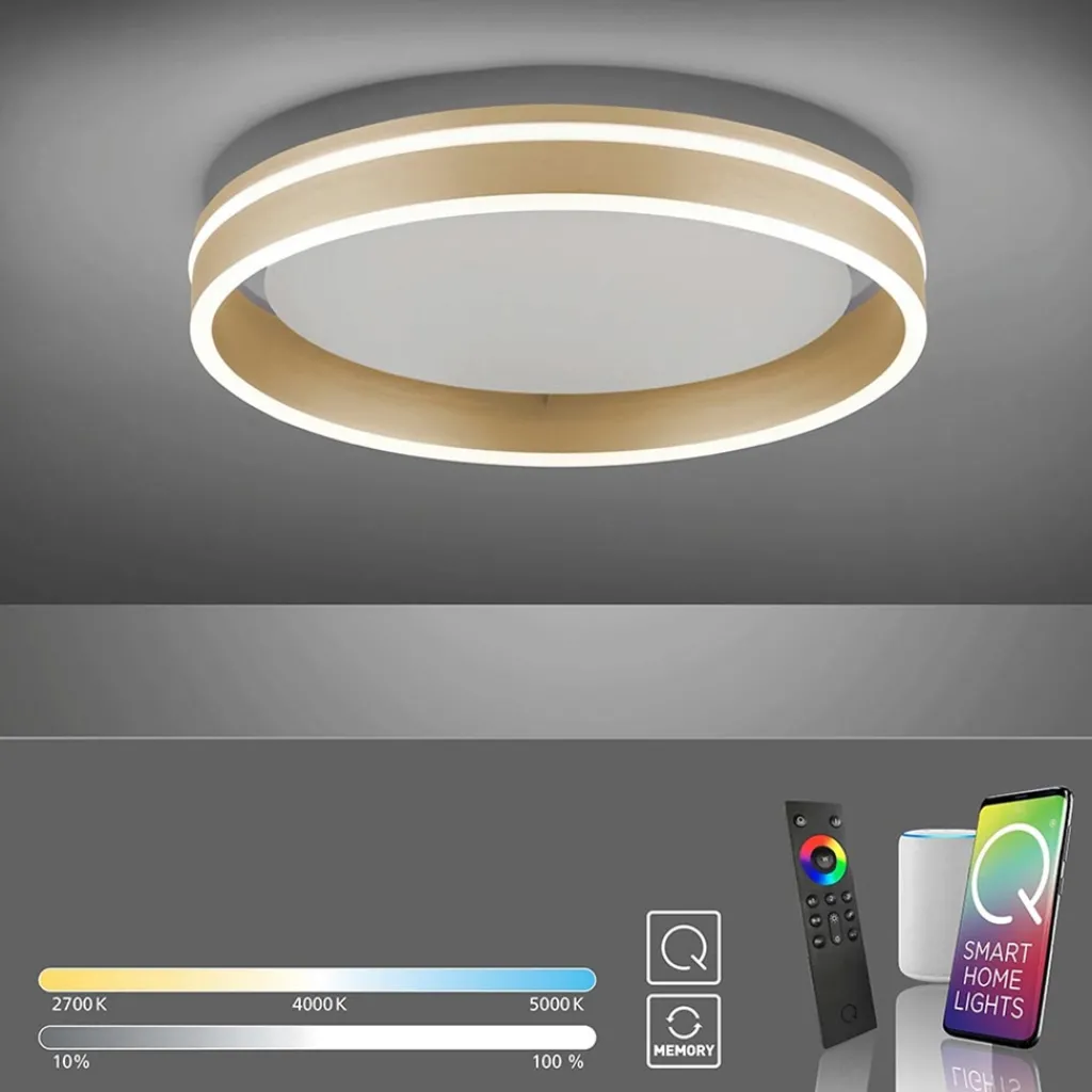 Straluma Plafondlamp Q-Vito 40cm matgoud smart + remote> Plafondlampen|Smart lampen