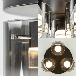 Straluma Plafondlamp Salerno 3L zwart/smoke glas><noscript><img width=