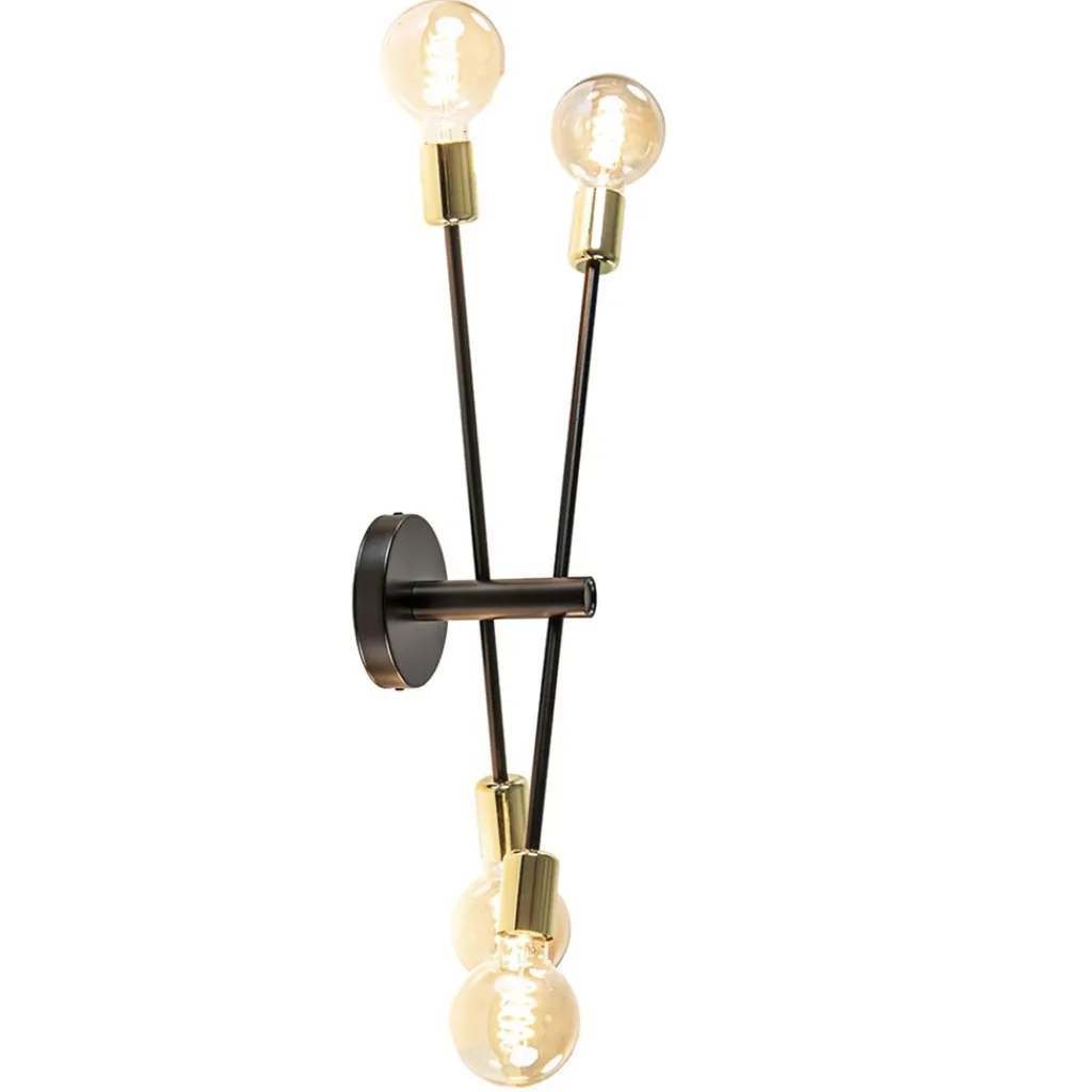 Straluma Plafondlamp Sticks 4L zwart/goud excl. e27 l.b.> Plafondlampen|Wandlampen