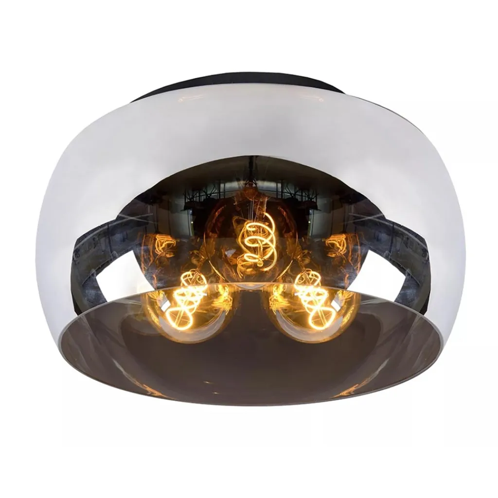 Straluma Plafondlamp zwart + smoke glas 40cm> Plafondlampen|Luxe Verlichting