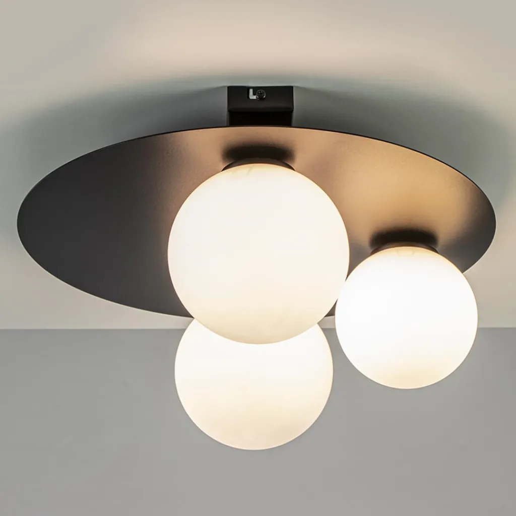 Straluma Plafondlamp zwart met 3 witte bollen> Plafondlampen|Retro Verlichting