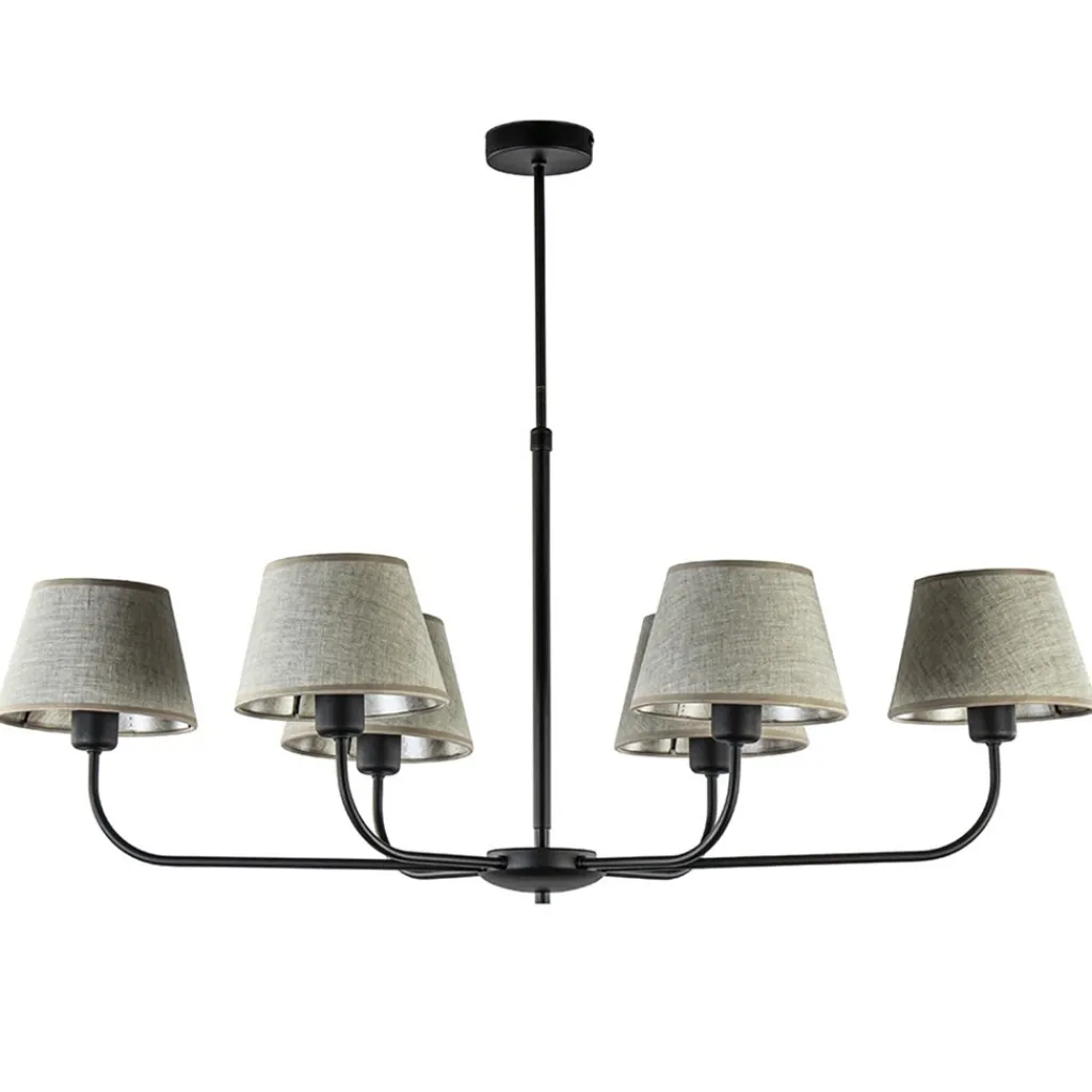 Straluma Plafondlamp zwart met beige kapjes> Keukenverlichting|Eetkamerverlichting