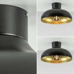 Straluma Plafondlamp zwart met gouden binnenkant><noscript><img width=