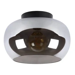 Straluma Plafondlamp zwart met smoke glas> Halverlichting|Plafondlampen